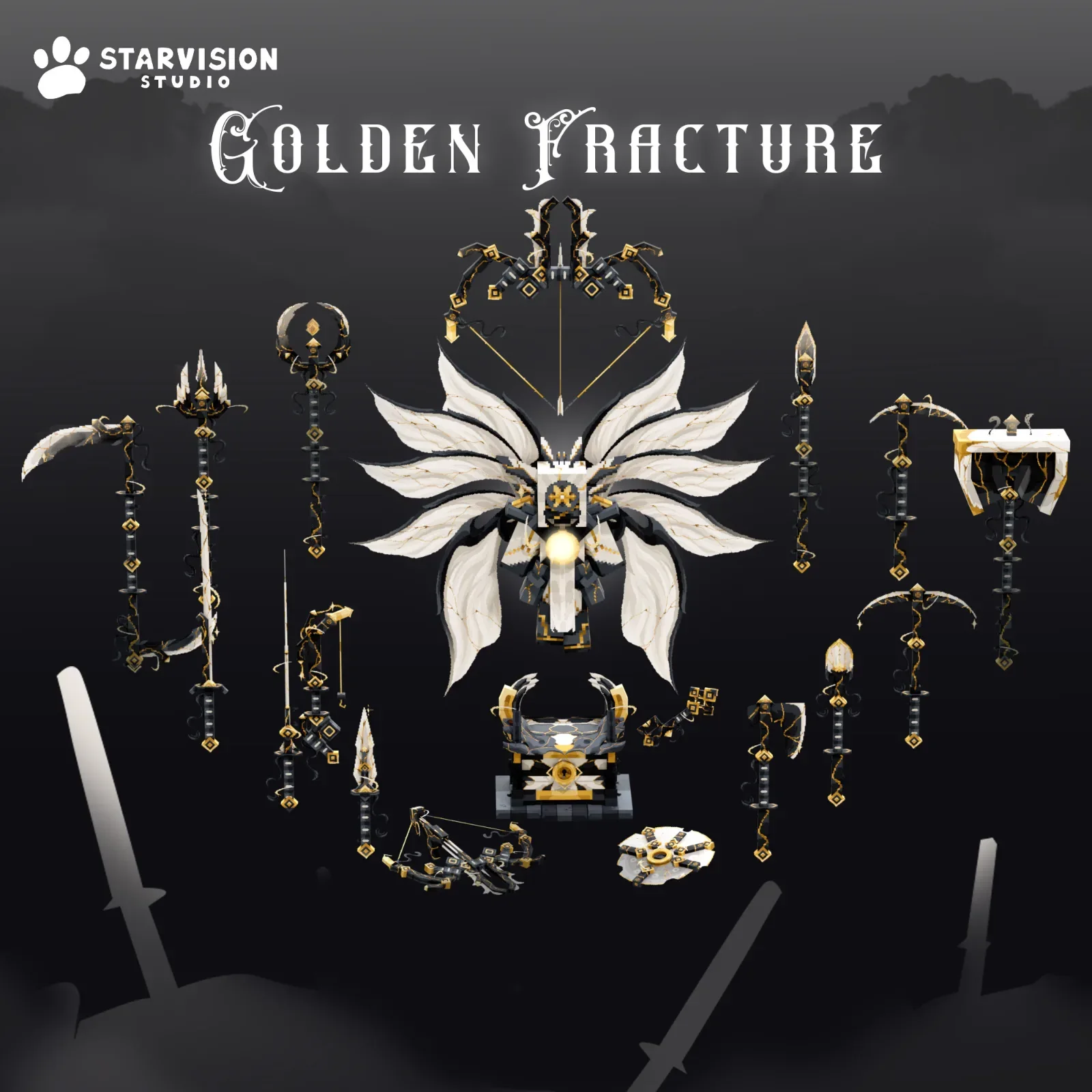 Golden Fracture Game Asset preview
