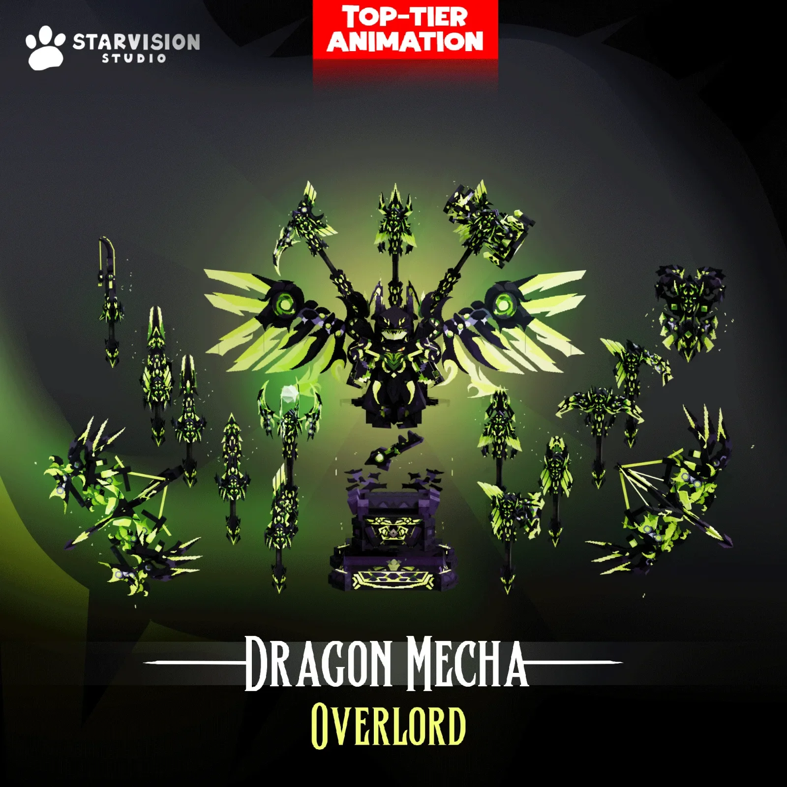 Dragon Mecha Overlord Game Asset preview