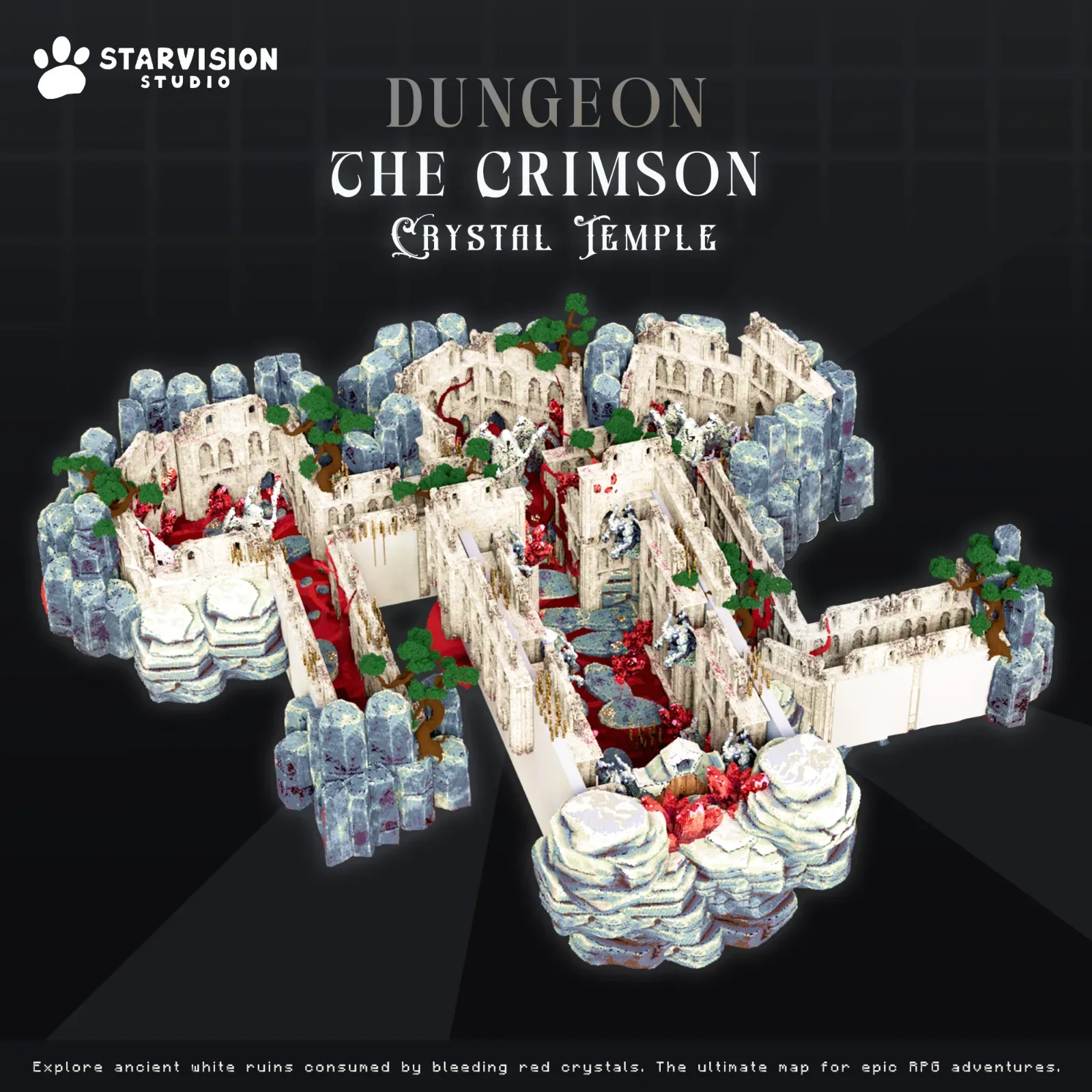 Dungeon The Crimson Crystal Temple Game Asset preview