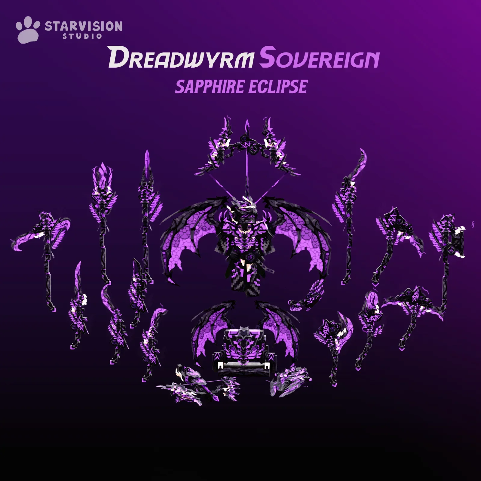 Dreadwyrm Sovereign Sapphire Eclipse Game Asset preview
