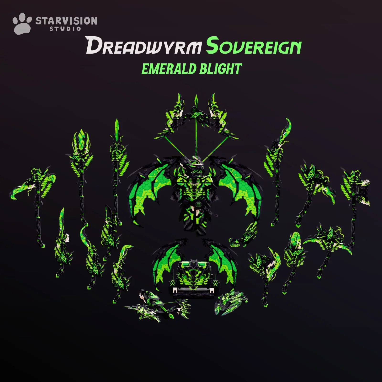 Dreadwyrm Sovereign Emerald Blight Game Asset preview
