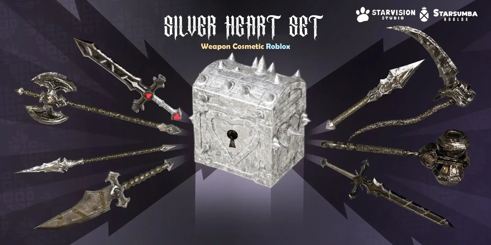 Silver heart set Game Asset preview